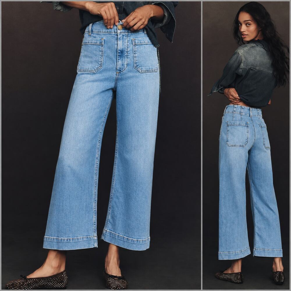 Maeve for Anthropologie The Colette High-Rise Wide Leg Cropped Jeans 27 - Picture 1 of 10